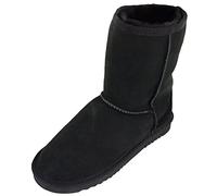 Bushga Ladies Genuine Sheepskin Mid Calf Short Boot Black - 3 UK