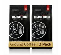 BUSHIDO Black Katana Ground Coffee 2 x 227g | Bold Dark Roast 100% Arabica | Intense Dark Chocolate & Nutty Notes | Ground for Espresso, French Press & Cafetiere | Strong Full-Bodied Artisan Coffee
