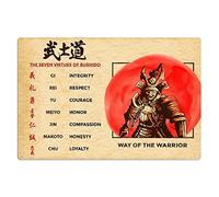 Bushido Metal Tin Signs The Seven Virtues Of Bushido Posters Way Of The Warrior Plaques Home Room Men Cave Plaque Decorations 12x16 Inches