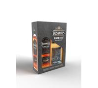 Bushmills Black Irish Whiskey Gift Set | 700ml Bottle with Branded Whiskey Tumblers | and 2x Celebration Spirits Beer Mats
