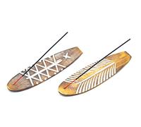 BUSHWACKA 2 x African Aboriginal Indian Surfboard Incense Holder, Rustic Beach Style, 26 cm, Wood