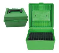 BushWear Deluxe 100 Round Ammo Box - Heavy-Duty Plastic Ammunition Storage for .220 Swift, .22-250 Rem, .224 Wby & Similar Calibres | Secure Flip-Top Bullet Case