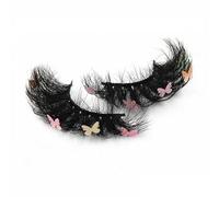 Bushy 25mm false eyelashes, Eyelashes with Fluorescent Butterfly Decoration, 3D Artifical Mink Fake Eyelashes, with Plastic Eyelash Storage Box