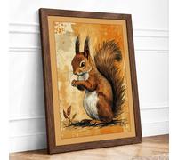 Bushy Tail, Bright Eye Vintage Framed Wall Art Print A1 (84.1×59.4cm) Walnut, Wall Decor for Living Room, Bedroom, Office & Home, Ready to Hang, Art Gift