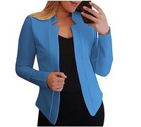 Business Blazer Women's Long Sleeve Notch Collar Suit Jacket Short Plain Jacket Large Sizes Suit Open Front Cardigan Lightweight Transition Jacket Slim Autumn Jacket Blazer Jacket Coat Outerwear,