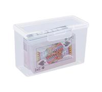 Business Card Container with Lid,Clear Desktop Business Card Holder | Storage Organizer with Safety Buckle for Screw, Card, Jewelry, Playing Card, Coin