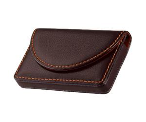 Business Card Holder, 96mm PU Leather Card Holder, Professional PU Leather Name Card Case, PU Leather Name Card Holder, Wallet Case Gift for Friend Men/Women (Brown)