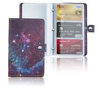 Business Card Holder Book, LIZIMANDU Business Card Book Case PU Leather Organization Binder Name ID Card Holder for Men & Women, Up to 96 Cards Capacity, 1-Star Night, 1 Pack, Modern