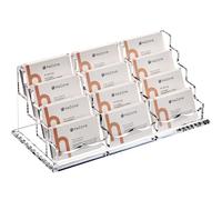 Business Card Holder Display for Desk, 12 Slot 4 Tier Multiple-Clear Acrylic Business Card Stand Set, Holds Approximately 600 Cards(12 Cell H)