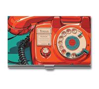 Business Card Holder Professional Business Card Case Metal Name Card Holder Art Business Card England UK Retro London Telephones Organizer Slim Pocket Card Holders for Men Women Office Accessories