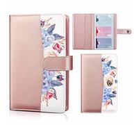Business Card Holder, PU Leather Credit Card Holder For Women, Name ID Cards Book Case Organizer Binder File Storage with 96 Card Slots (Up to 192 Business Cards)- Vector Flowers