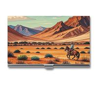 Business Card Holder Riding Horses in Wild West Slim Business Card Case Professional Name Card Holders Purse Name Card Organizer Minimalist Pocket Card Cases for Men Women