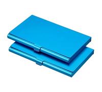 Business Card Holders 1/2/3Pcs Business Card Holder Metal Box Cover Credit Card Holder Flip Cover Slim Name Cards Case(Blue 2Pcs)