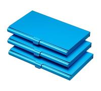 Business Card Holders 1/2/3Pcs Business Card Holder Metal Box Cover Credit Card Holder Flip Cover Slim Name Cards Case(Blue 3Pcs)