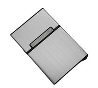 Business Card Holders 2pcs Aluminum Alloy Metal Box Men Business Card Holder Magnetic Button Name Card Holder Storage(Silver)