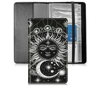 Business Card Organizer for Men and Women,Credit Card Holder With Elastic Band Closure Design Portable Business Card Holder with 240 Card Slots for Managing Your Different Cards - Moon and Sun