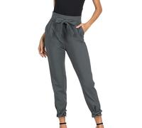 Business Casual Outfits for Women High Waist Pencil Pants Bow-Knot Cropped Paper Bag Pant for Work Dark Gray Large
