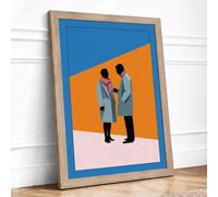 Business Conversation Modern Framed Wall Art Print A4 (29.7×21cm) Oak, Wall Decor for Living Room, Bedroom, Office & Home, Ready to Hang, Art Gift