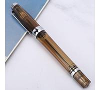 Business Fountain Pen with High Capacity Transparent Design 0.5mm Nib for Office Writing (Transparent brown)
