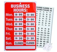Business Hour Open Closed Sign - Bundle of Office Hours Sign Will Return Clock with Suction Cups for Door Window Businesses Stores Restaurants Bars Retail Barbershop Salon Shops (Business Hours)
