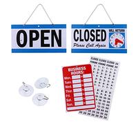 Business Hour Open Closed Sign - Bundle of Office Hours Sign Will Return Clock with Suction Cups for Door Window Businesses Stores Restaurants Bars Retail Barbershop Salon Shops