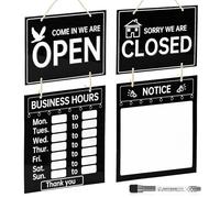 Business Hours Sign, Black Hanging Chalkboard Open & Closed Sign with Marker Pen, Changeable Store Hours Board with Rope for Hanging, Signs for for Shop, Café, Bar, Restaurant