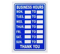 Business Hours Sign Blue High Contrast Opening Closing Times Shop Safety Door Notice