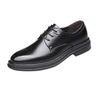 Business Men Formal Shoes French Leather Lace Up Round Toe Heel Non Slip Anti-Slip Low Top Rubber Sole Wedding(Negro,5 UK)