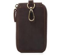 Business Men's Car Key Wallet Horse Leather Keychain with Hook Car Key(B)