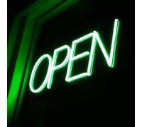 Business Open Signs 12V/2A LED Ultra Bright Neon Open Sign 16 Inch Electric Lighted Open Sign for Business, Showcase, Window, Door, Shop, Shop, Bar, Salon, Restaurant, Green