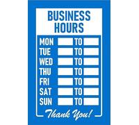 Business opening hours blue sign - Self adhesive sticker (300mm x 200mm)