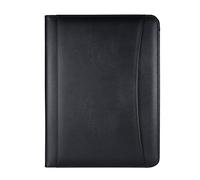 Business Portfolio Padfolio Folder and Document Organizer, A4 Size PU Leather Construction with Integrated Business Card Holder, Pen Loop, Outside Pocket, and Refillable Memo Note
