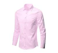Business Shirts Long Sleeve Men Solid - Dress Shirts Regular Fit Formal Casual Shirts Button Up Shirts Non Iron Tops Lightweight Office Work Shirts Breathable Holiday Wedding Party Shirts Pink
