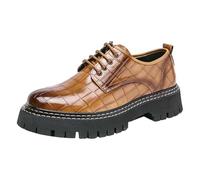 Business Shoes for Men Invisible Height Increasing Elevator Shoes Lace-ups Sneakers Square Toe Leather Shoe Non Slip Causal Shoewear for Weddings and Tuxedo Prom (Brown, 7.5)