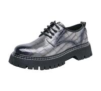 Business Shoes for Men Invisible Height Increasing Elevator Shoes Lace-ups Sneakers Square Toe Leather Shoe Non Slip Causal Shoewear for Weddings and Tuxedo Prom (Grey, 7)