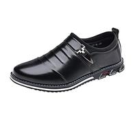 Business Shoes Men's Leather Shoes Men's Business Wedding Shoes Slip On Suit Shoes Vintage Wedding Shoes Elegant Casual Shoes Plain Non-Slip Work Shoes, black, 9 UK