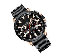 Business Smart Watch - Chronograph Style, Calendar Functionality | Fashion Jewelry Accessory, Men's Clothing Gift for Modern Professionals for Stylish Timing l, Black and Golden, Se référer à la