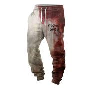 Business Trousers Blue Women's Men's Halloween Trousers with Bloody Print, Casual Trousers, Halloween Costume, Scary Lightweight Trousers Men's Trousers Mesh, blue, 4XL