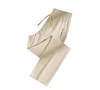Business Trousers for Women Athletic Basic Yoga Flowery Elegant Tracksuit Bottoms Flattering Lightweight Work Oversize Colourful Linen Gym (Beige,L)