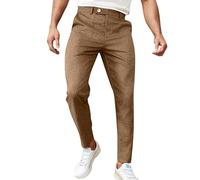 Business Trousers Men's Regular Fit Suit Trousers High Waist Chino Trousers Loose Fit Casual Trousers with Zip Fabric Trousers Elegant Chino Trousers Classic Basic Men's Trousers, Bronze-b, L