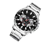 Business Watch Men's Watch with Three Subdials, Calendar Date Fashion Jewellery, Business Clothing Accessories for Christmas, Easter, Perfect for Professional or Casual Clothing, Black and White, see