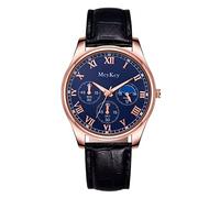 Business Watches-Men's Business Watch Analog Quartz Watch Fashion Simple Stainless Steel Case Leather Strap Life Waterproof Gift Watch,E