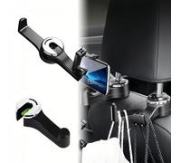 Businey 2 in 1 Car Hooks for Bags, Car Bag Hook with Headrest Phone Holder, 360°Rotation Headrest Hidden Hook, Heavy Duty Cars Accessories Couple, Storage Hooks for Hang Purse Shopping Bag Silver