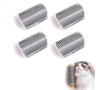 Businey 4pcs Cat Self Groomer Brushes, Dog Softer Corner Scratcher Brush, Grey Cat face Scratchers, Self Groomer Wall Massage Comb Brush for Long Short Hair Cats Hair Combing