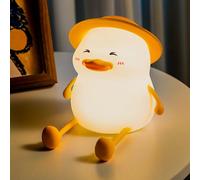 Businey Cute Duck LED Night Light, Bedside Lamp Dimmable, Cute Silicone Duck Touch Light, Cool Stuff for Bedrooms, Mobile Phone Holder, Cute Rubber Duck for Room Decor