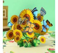 Businey Sunflowers Birthday Cards for Women, Flowers 3D Pop Up Greeting Card for Her Mum Grandma Wife Daughter Sister with Envelope