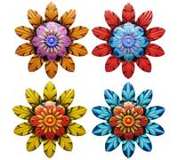 Businey Wall Art Deco Hanging, 4PCS Flower Garden Wall Ornaments Outdoor, Art Wall Decoration Ornaments Indoor Outdoor Garden Fence Yard Patio Balcony Living Room