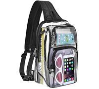 Busiuw Clear Backpack Stadium Approved Clear Sling Bag Clear Bag, 3 in 1 Clear Crossbody Bag for Festivals and Games, Black, L, Sling Bag