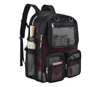 Busiuw Mesh Backpack for School，39L Large Heavy Duty See Through Net Schoolbag Girls Boys Kids Bookbag for Work Sports Travel, Black, M, Enhanced Strap