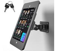 BUSIVYTA Anti-Theft iPad Wall Mount Bracket, Heavy-Duty Aluminum Tablet Kiosk Enclosure with Lock, 360° Rotating Retail POS Display Stand for 10.2-Inch iPad 9th 8th 7th Generation, Commercial Black